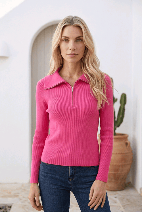 Damen-Rollkragenpullover Pink – aus Italien - Milano Royal Boutique