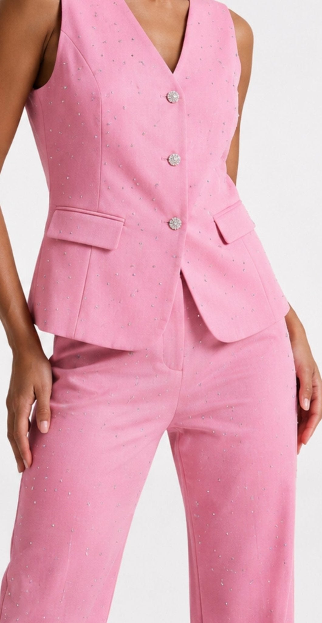 Eleganter Damen-Anzug mit Weste & Steinchen-Besatz - Milano Royal Boutique