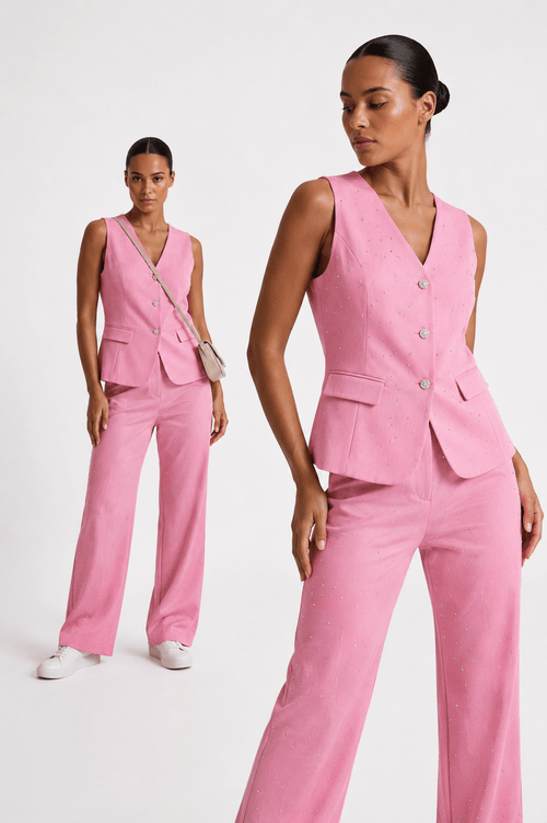 Eleganter Damen-Anzug mit Weste & Steinchen-Besatz - Milano Royal Boutique