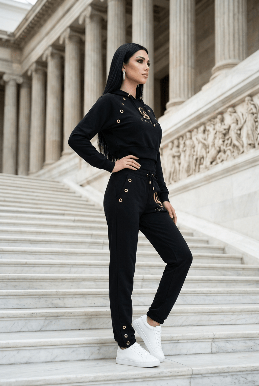 Jogginanzug Florence – Luxus Zweiteiler mit Gold-Details - Milano Royal Boutique