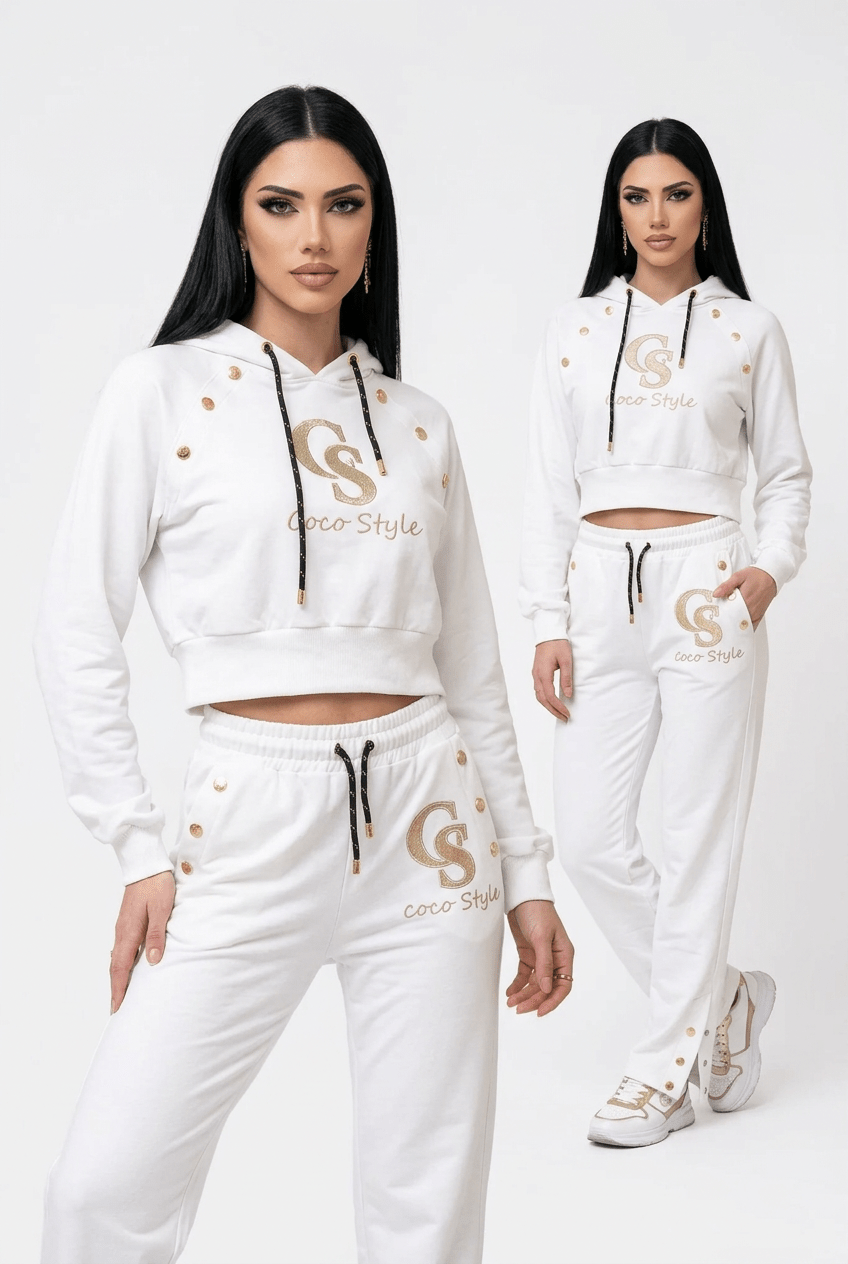 Jogginanzug Florence – Luxus Zweiteiler mit Gold-Details - Milano Royal Boutique