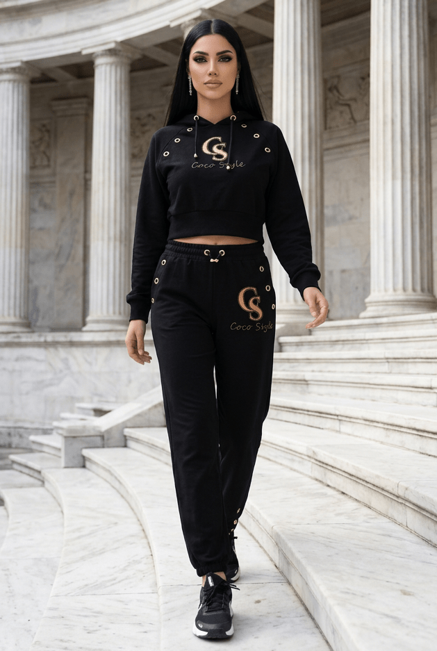 Jogginanzug Florence – Luxus Zweiteiler mit Gold-Details - Milano Royal Boutique