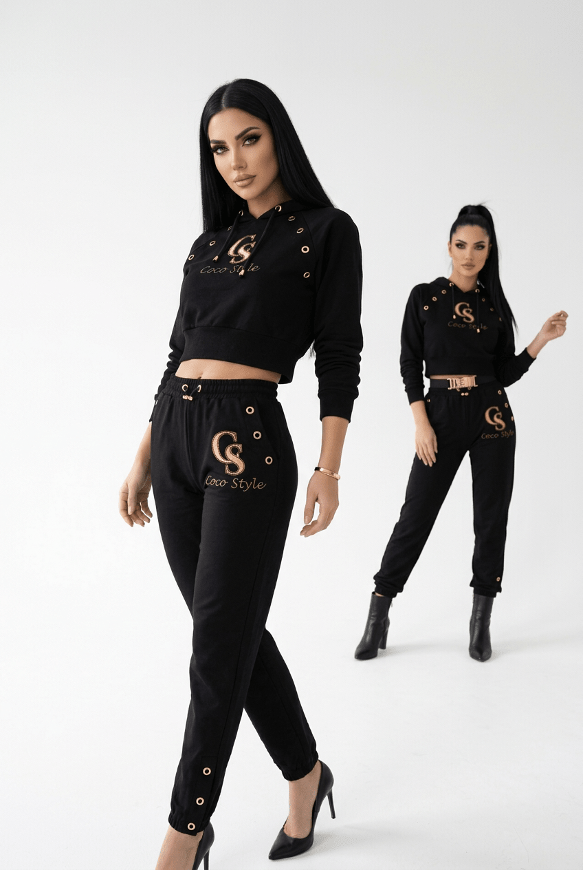 Jogginanzug Florence – Luxus Zweiteiler mit Gold-Details - Milano Royal Boutique