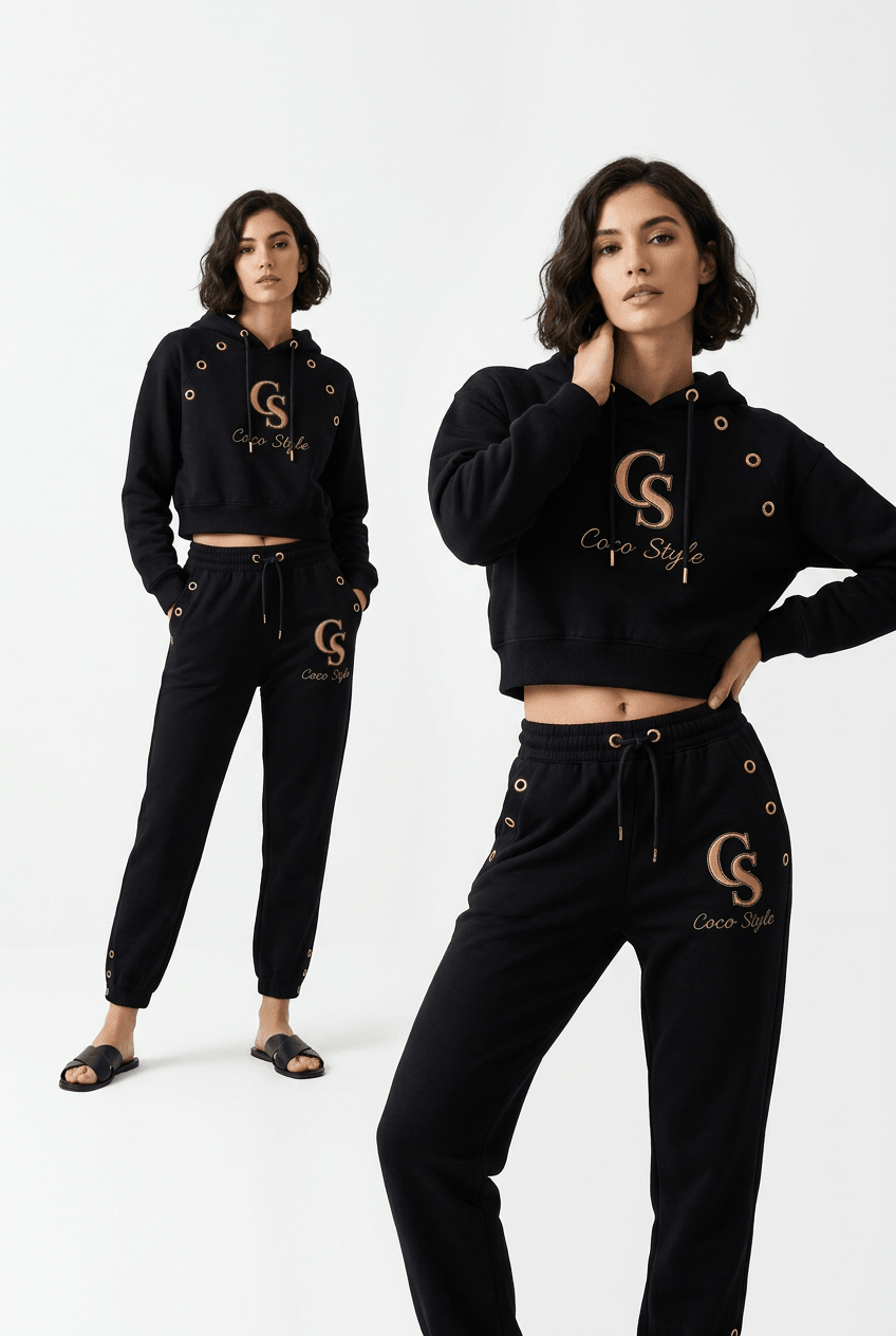 Jogginanzug Florence – Luxus Zweiteiler mit Gold-Details - Milano Royal Boutique