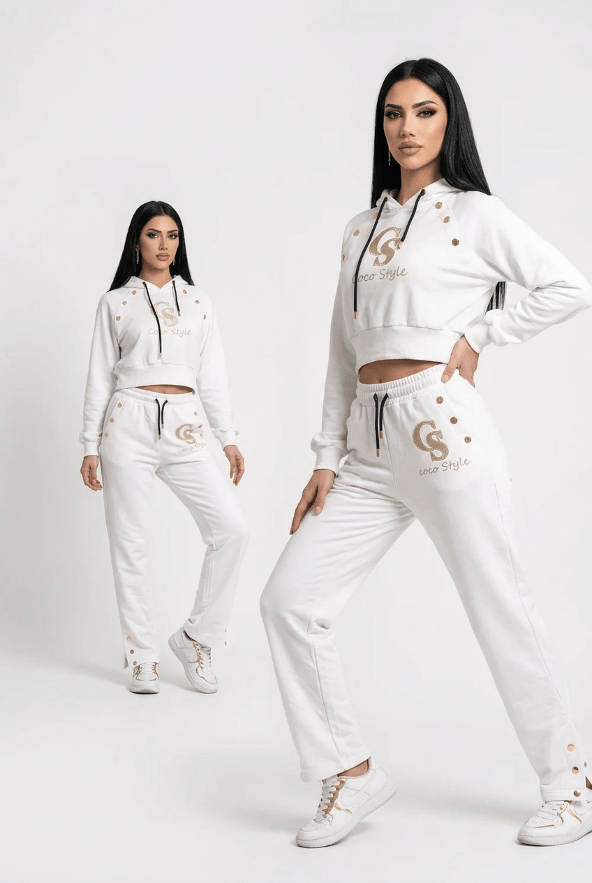 Jogginanzug Florence – Luxus Zweiteiler mit Gold-Details - Milano Royal Boutique