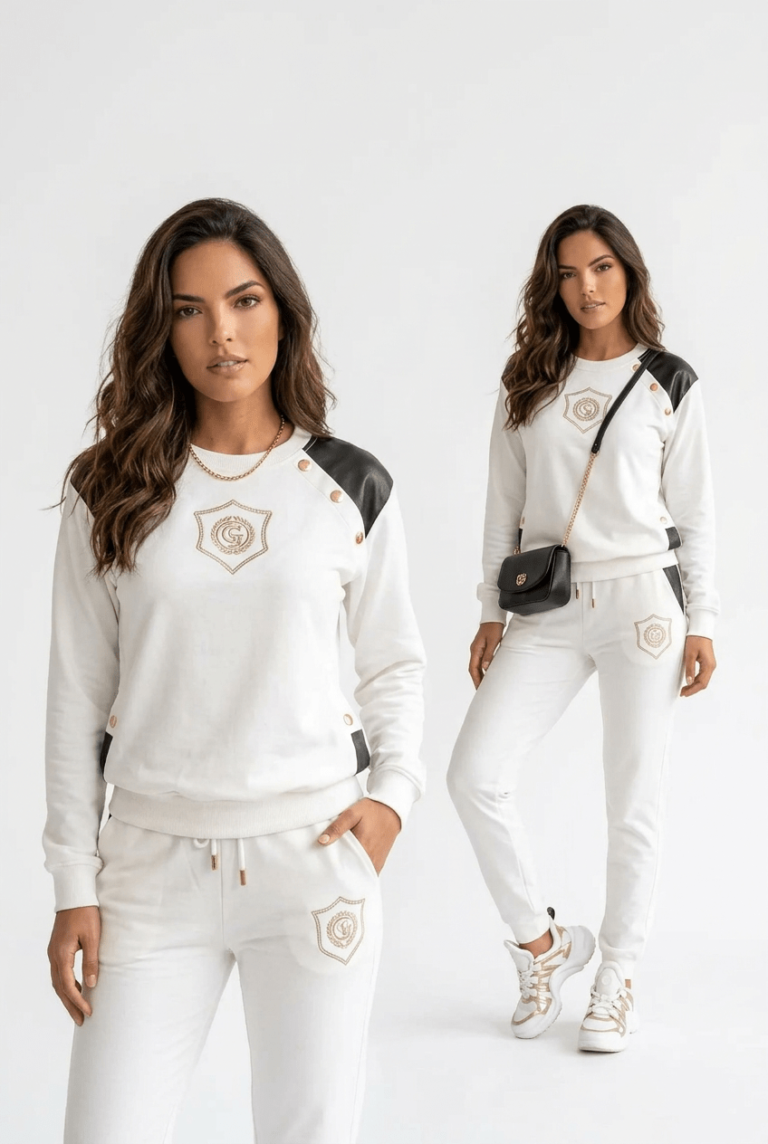 Jogginganzug CS White | Damen Trainingsanzug Einheitsgröße M-L - Milano Royal Boutique