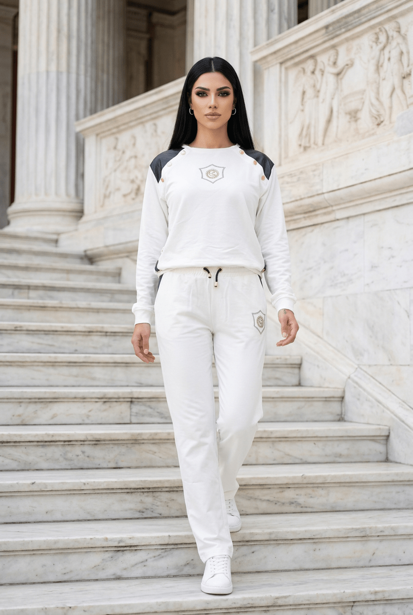 Jogginganzug CS White | Damen Trainingsanzug Einheitsgröße M-L - Milano Royal Boutique
