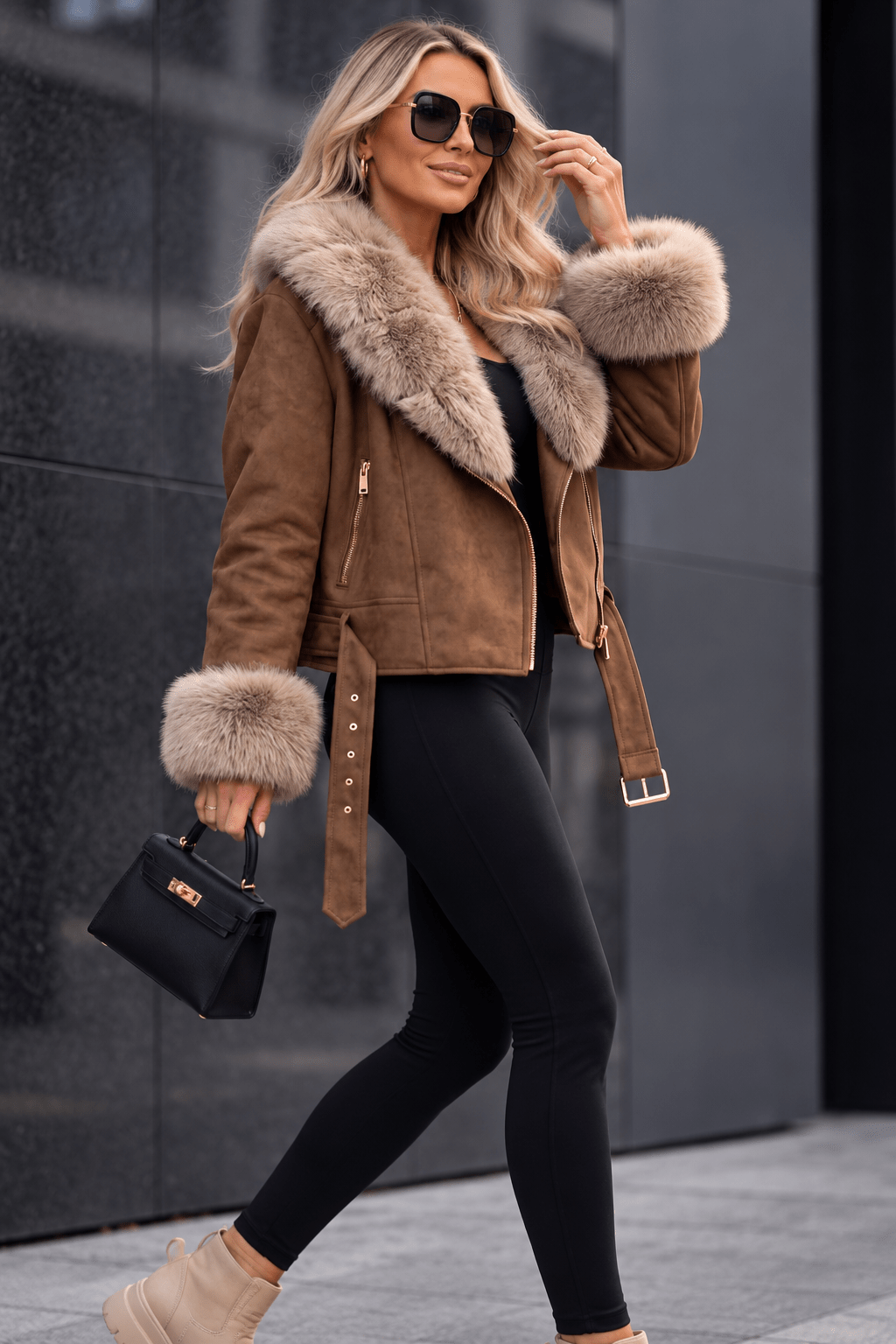 Lederjacke Bold – Oversized Damen Lederjacke mit Kontrast-Details - Milano Royal Boutique