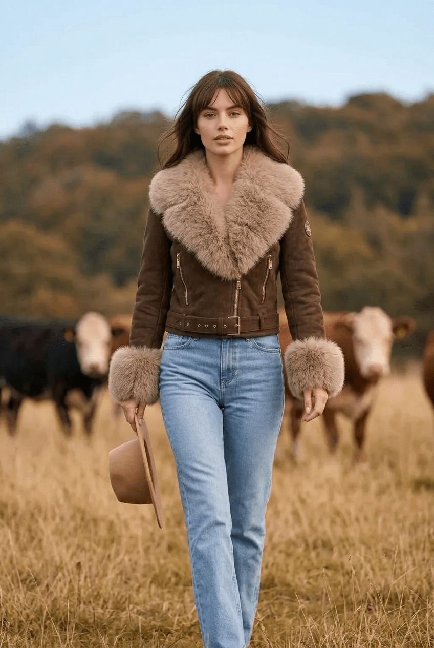 Lederjacke Bold – Oversized Damen Lederjacke mit Kontrast-Details - Milano Royal Boutique