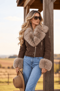 Lederjacke Bold – Oversized Damen Lederjacke mit Kontrast-Details - Milano Royal Boutique