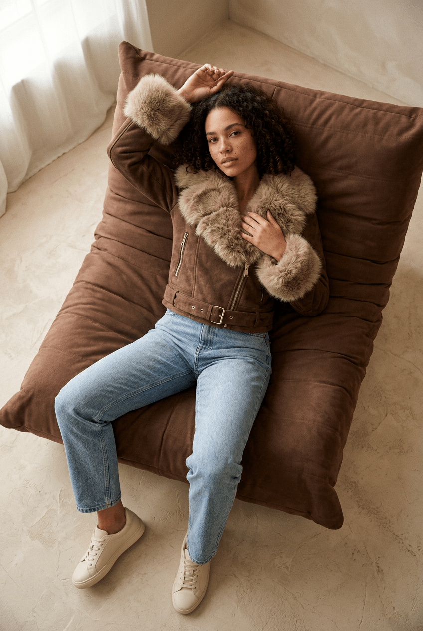 Lederjacke Bold – Oversized Damen Lederjacke mit Kontrast-Details - Milano Royal Boutique