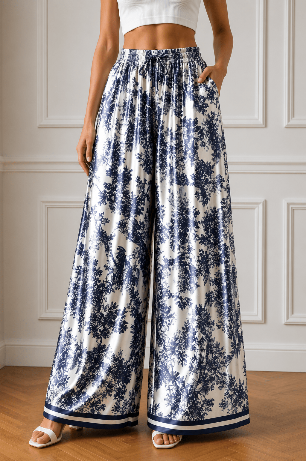 Palazzo Hosen Satin/Viskose/ - Milano Royal Boutique