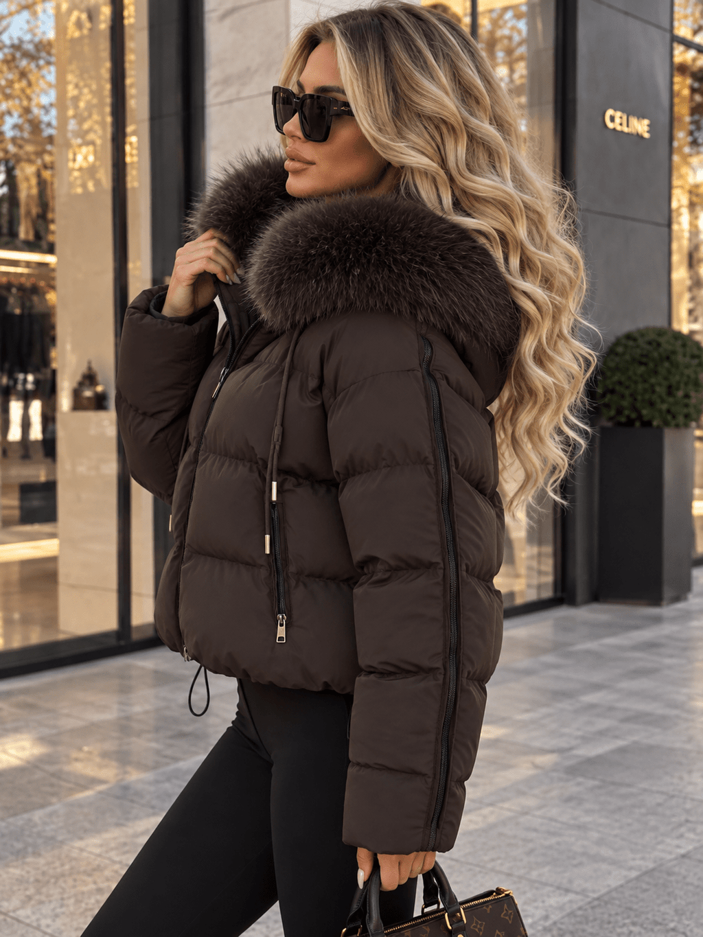 Premium Jacke Choco | Abnehmbarer Fellkragen | Größen S–XXL - Milano Royal Boutique