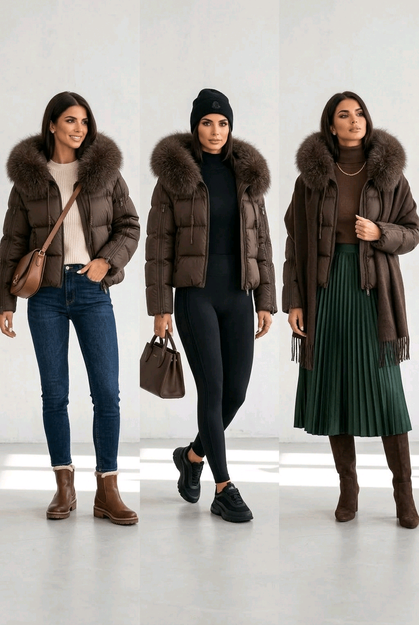 Premium Jacke Choco | Abnehmbarer Fellkragen | Größen S–XXL - Milano Royal Boutique