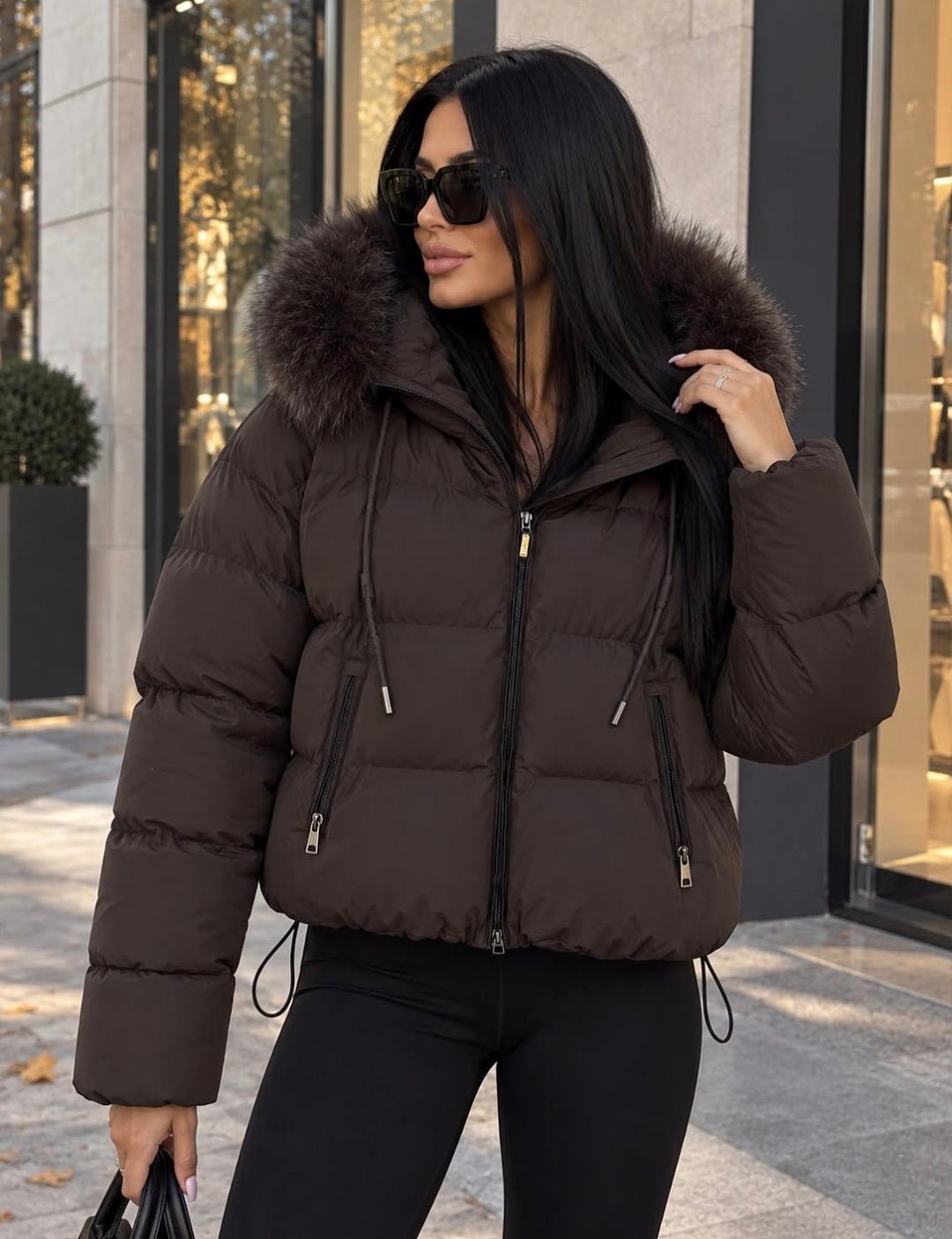Premium Jacke Choco | Abnehmbarer Fellkragen | Größen S–XXL - Milano Royal Boutique
