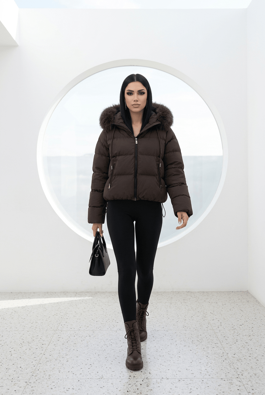 Premium Jacke Choco | Abnehmbarer Fellkragen | Größen S–XXL - Milano Royal Boutique