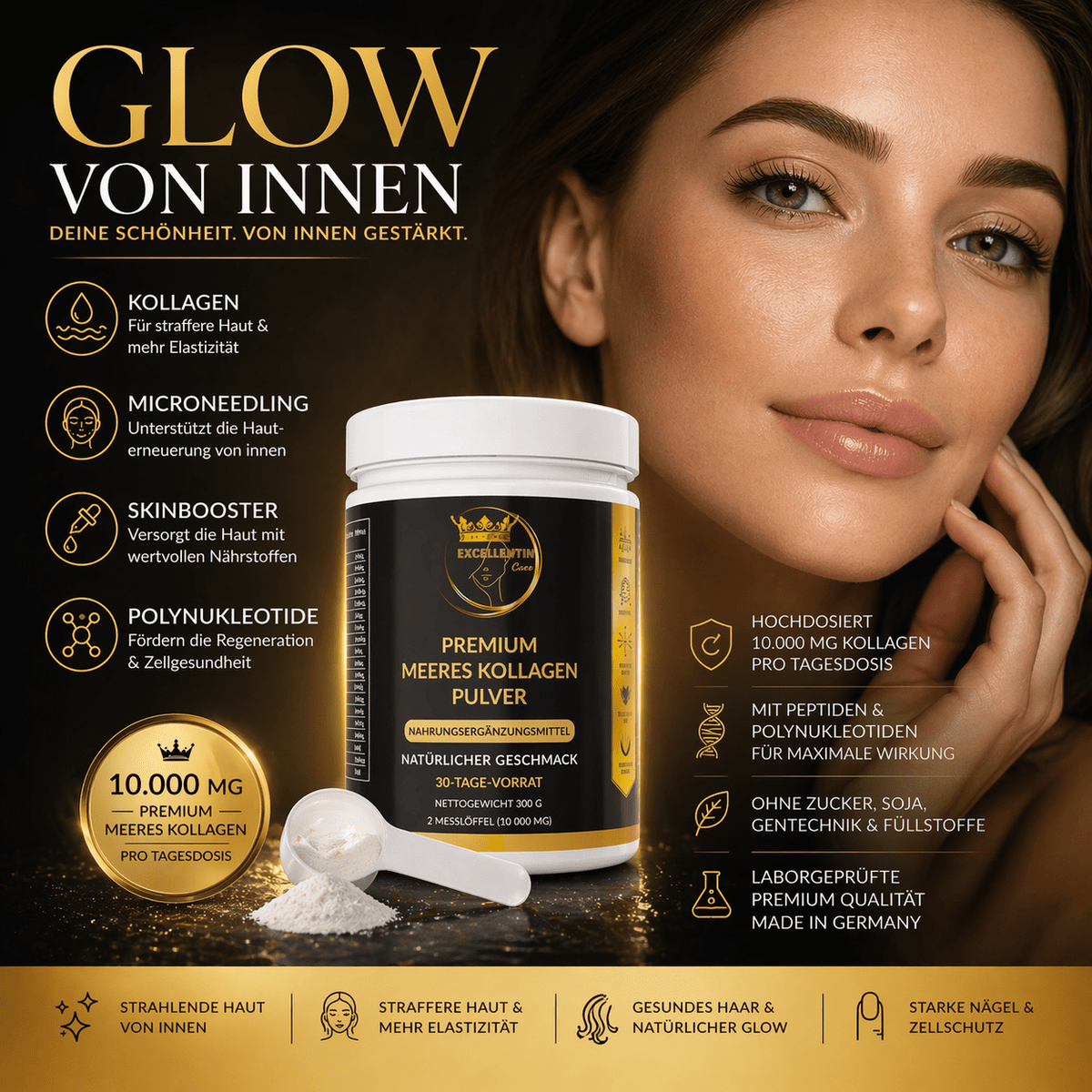 Premium Meeres-Kollagen Pulver – 10.000 mg | EXCELLENTIN CARE - Milano Royal Boutique