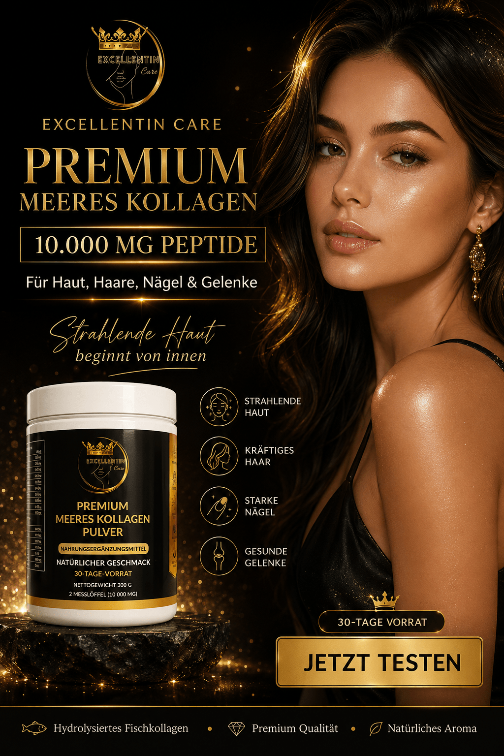 Premium Meeres-Kollagen Pulver – 10.000 mg | EXCELLENTIN CARE - Milano Royal Boutique