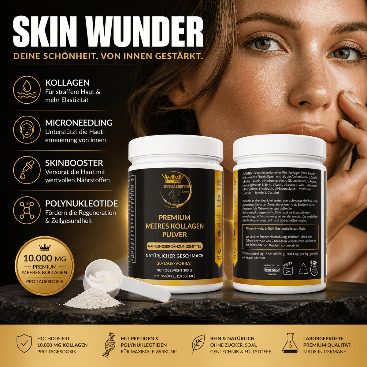Premium Meeres-Kollagen Pulver – 10.000 mg | EXCELLENTIN CARE - Milano Royal Boutique