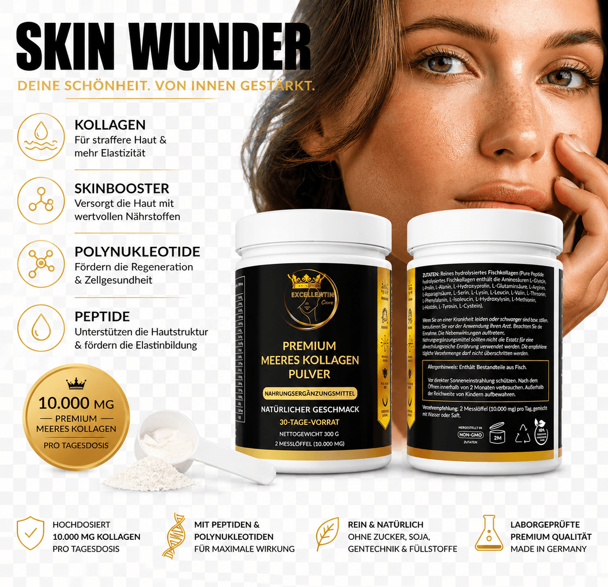 Premium Meeres-Kollagen Pulver – 10.000 mg | EXCELLENTIN CARE - Milano Royal Boutique