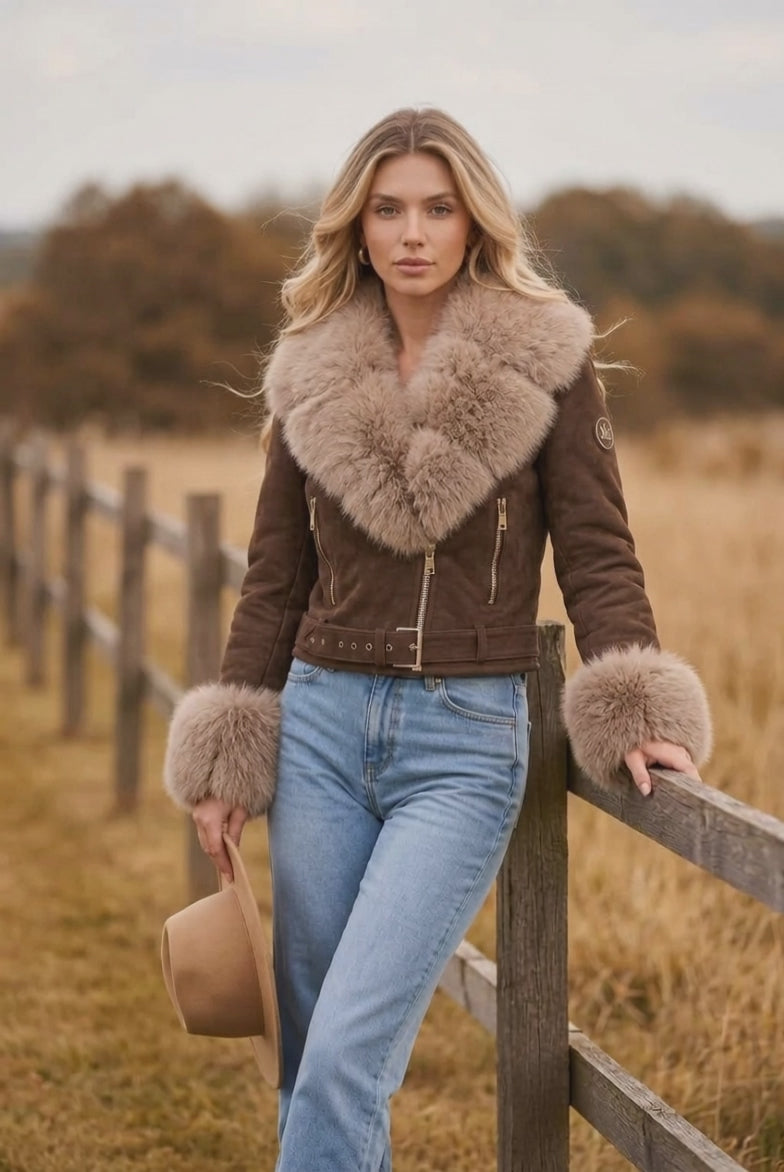 Lederjacke Bold – Oversized Damen Lederjacke mit Kontrast-Details
