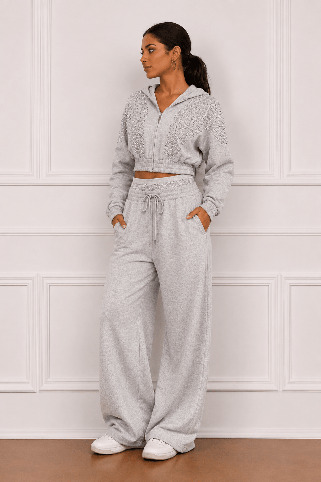 Zweiteiler Mit Steinchen – Loungewear-Set Made in Italy - Milano Royal Boutique