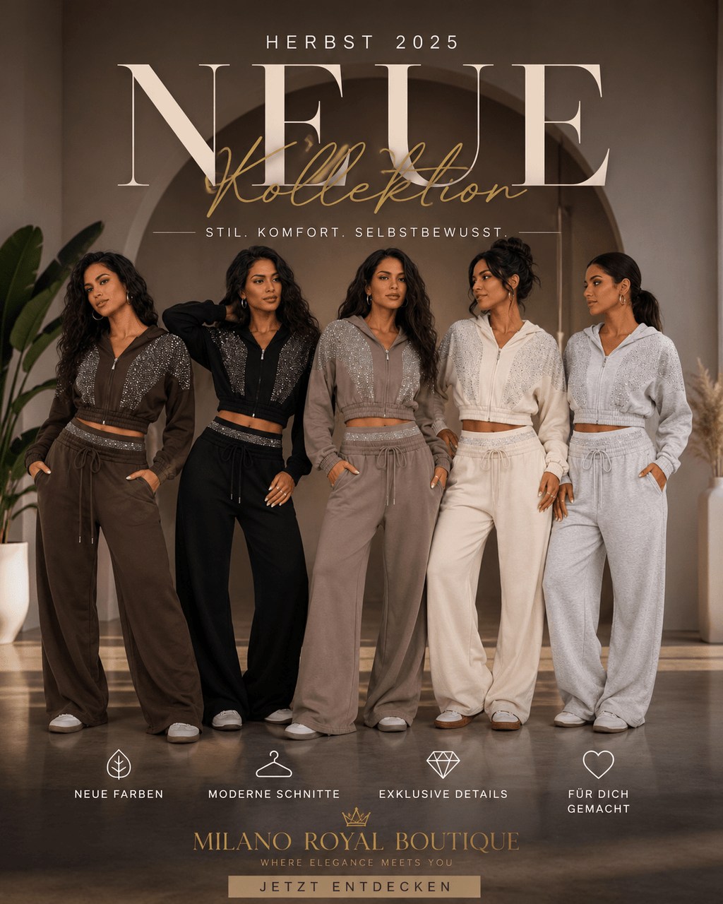 Zweiteiler Mit Steinchen – Loungewear-Set Made in Italy - Milano Royal Boutique