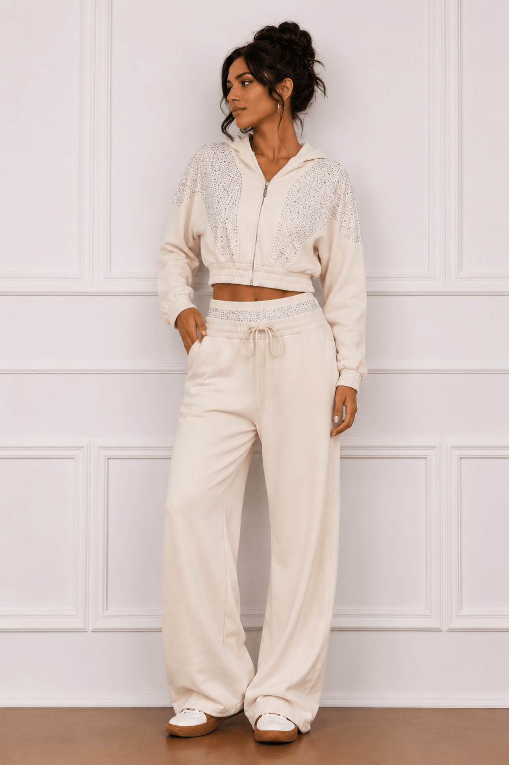 Zweiteiler Mit Steinchen – Loungewear-Set Made in Italy - Milano Royal Boutique