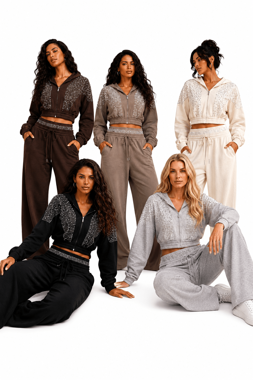 Zweiteiler Mit Steinchen – Loungewear-Set Made in Italy - Milano Royal Boutique